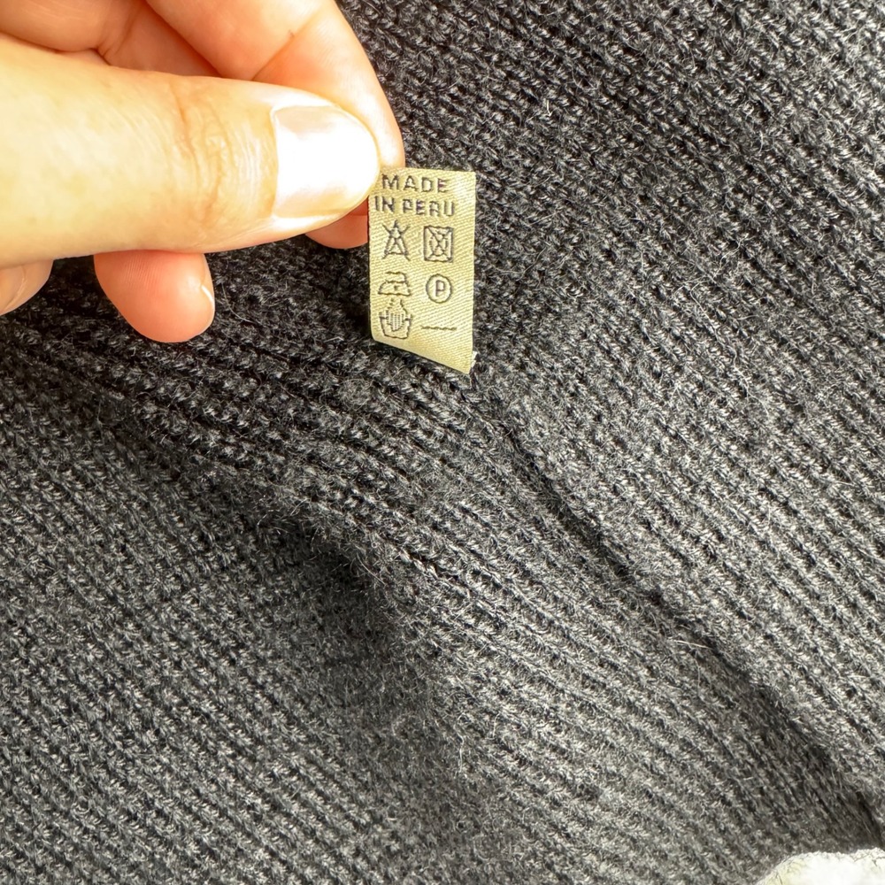 Peruvian Link Cardigan Women M/L Black Alpaca Open Front Knit Sweater (1502) - Picture 6 of 12